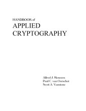 book Handbook Of Applied Cryptography