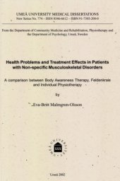 book Health Problems and Treatment Effects in Patients with Non-specific Musculoskeletal Disorders: A comparison between Body Awareness Therapy, Feldenkrais and Individual Physiotherapy