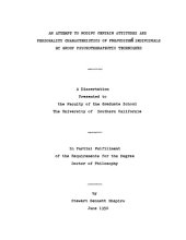 book An attempt to modify certain attitudes and personality characteristics of prejudices [sic] individuals by group psychotherapeutic techniques