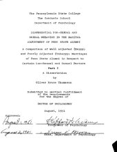 book DIFFERENTIAL NON-SEXUAL AND SEXUAL BEHAVIOR IN THE MARITAL ADJUSTMENT OF PENN STATE ALUMNI - A COMPARISON OF WELL ADJUSTED (HAPPY) AND POORLY ADJUSTED (UNHAPPY) MARRIAGES OF PENN STATE ALUMNI IN RESPECT TO CERTAIN NON-SEXUAL AND SEXUAL FACTORS