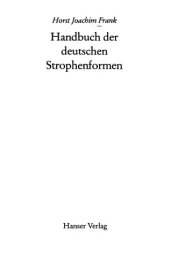 book Handbuch der deutschen Strophenformen