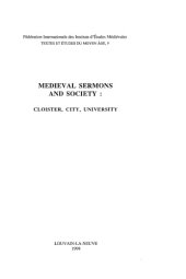 book Medieval Sermons and Society: Cloister, City, University