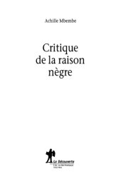 book Critique de la raison nègre