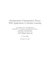 book Fundamentals of Optimization Theory With Applications to Machine Learning