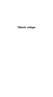 book Théorie critique : essais