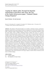 book Arguing for climate policy through the linguistic construction of narratives and voices: the case of the South-African green paper “National Climate Change Response”