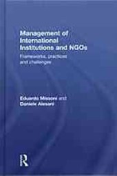 book Management of international institutions and NGOs : frameworks, practices and challenges