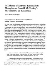 book In Defense of Extreme Rationalism - Thoughts on Donald McCloskey's The Rhetoric of Economics