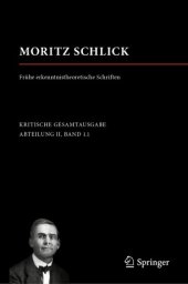 book Moritz Schlick. Frühe erkenntnistheoretische Schriften