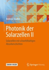 book Photonik der Solarzellen II: Solarzellen mit schwefelhaltigen Absorberschichten