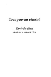 book Tous peuvent réussir ! : partir des élèves dont on n’attend rien