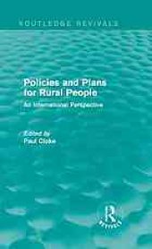 book Policies and plans for rural people : an international perspective