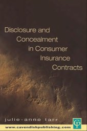 book Disclosure and concealment in consumer insurance contracts