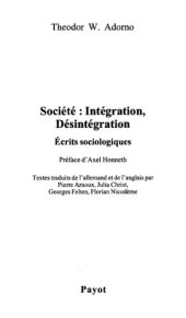 book Société, intégration, désintégration : écrits sociologiques