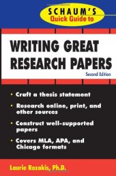 book Schaum's Quick Guide to Writing Great Research Papers