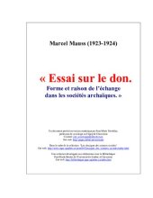 book Essai sur le don. Forme et raison de l'échange dans les sociétés archaïques