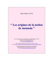 book Les origines de la notionde monnaie