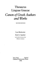 book Thesaurus Linguae Graecae: Canon of Greek Authors and Works