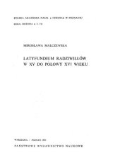 book Latyfundium Radziwiłłów w XV do połowy XVI wieku