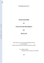 book Lexicographie et lexicologie historique du français