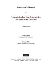 book Instructor's Manual for Linguistics for Non-Linguistics: A Primer with Exercises