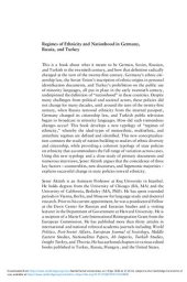 book Regimes of ethnicity and nationhood in Germany, Russia, and Turkey