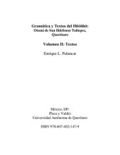 book Gramática y textos del hñöñhö : otomí de San Ildefonso Tultepec, Querétaro Vol. 2, Textos.