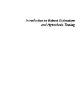 book Introduction to Robust Estimation and Hypothesis Testing