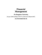 book Financial Management For Bangalore University (As per CBCS Syllabus 2014-15 as Revised in March 2017) B.COM SEMESTER III