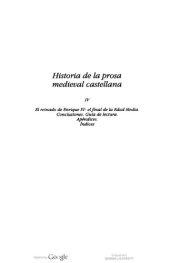 book Historia de la prosa medieval castellana