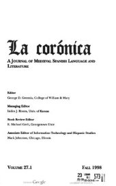 book La corónica. A Journal of Medieval Hispanic Languages, Literatures, and Cultures