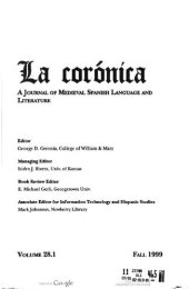 book La corónica. A Journal of Medieval Hispanic Languages, Literatures, and Cultures