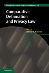 book Comparative Defamation And Privacy Law