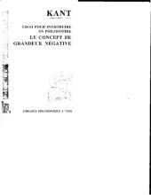 book Essai pour introduire en philosophie le concept de grandeur négative