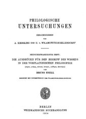 book Die Ausdrücke für den Begriff des Wissens in der vorplatonischen Philosophie