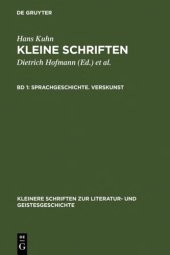 book Kleine Schriften. Aufsätze und Rezensionen aus den Gebieten der germanischen und nordischen Sprach-, Literatur- und Kulturgeschichte. Bd. 1. Sprachgeschichte. Verskunst