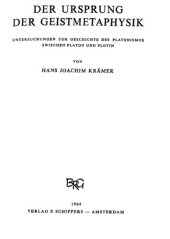 book Der Ursprung der Geistmetaphysik: Untersuchungen zur Geschichte des Platonismus zwischen Platon und Plotin