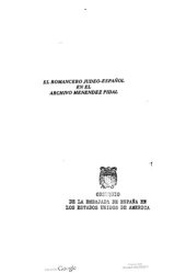 book El Romancero judeo-español en el Archivo Menéndez Pidal : catálogo-índice de romances y canciones