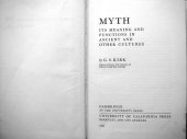 book Myth: Its Meaning and Functions in Ancient and Other Cultures