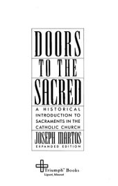 book Doors to the Sacred: A Historical Introduction to Sacraments in the Catholic Church