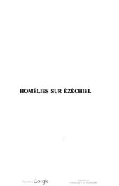 book Homélies sur Ézéchiel