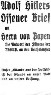 book Offener Brief an Franz von Papen vom 16. Oktober 1932