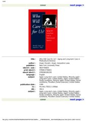 book Who will care for us?: aging and long-term care in multicultural America