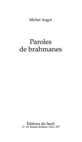 book Paroles de brahmanes