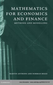 book Mathematics for economics and finance: methods and modelling