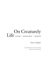 book On creaturely life: Rilke, Benjamin, Sebald