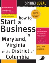 book How to start a business in Maryland, Virginia or the District of Columbia