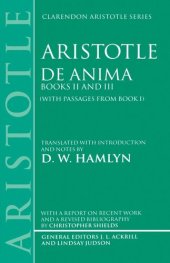 book De Anima: Books II and III (With Passages From Book I) (Clarendon Aristotle Series) (Book I Bks.II & III)