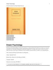 book Dream psychology psychoanalysis for beginners