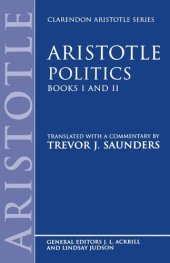 book Politics: Books I and II (Clarendon Aristotle Series) (Bks.1 & 2)